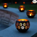 5.4” 4-Pack Decorative Metal Solar Patio Light with Flickering Flame, Waterproof Dusk-to-Dawn Garden Lantern, Matte Black by GreenHaven Gardens