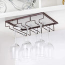 Wine Glass Rack - Under Cabinet Stemware Wine Glass Holder Glasses Storage Hanger 2 Pack Metal Organizer for Bar Kitchen Brown by CozyNest Decor