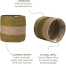 Jute Planter Basket-Woven Jute Rope Covers for Decorating Indoor/Outdoor Succulents, Small Plant Pots-Set of 2-Multi-Purpose Storage Bins 4.5 Inches - Modern Style Décor - Olive & Natural by GreenHaven Gardens
