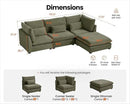 Oversized Modular Sofa, Extra Deep Cloud Chenille Sectional Couch with Ottoman Chaise, Fluffy Chenille 4 Seat L-Shaped Sofa for Living Room, Villa (L Shape 4 Seater, Chenille Green) by CozyNest Decor