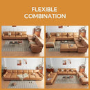 L Shape Modular Sofa, Faux Leather Sectional, 98'' 4 Seater Couch, Mid Century Modern Decor Couch, Office Sectional Sofa Bed, for House, Apartment, Living Room, Tan by CozyNest Decor