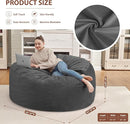 4FT Bean Bag Chair, Large Bean Bag Chairs with Memory Foam Filled, Fluffy Beanbag Sofa with Dutch Velvet Cover, Round BeanBag Chairs for Living Room, Playroom - Grey by TinyTreasures Baby Boutique