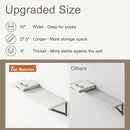 Fun Memories 27.5" W x10 D Floating Shelves, White Wall Shelf with Brackets, 10 Inch Deep Floating Shelf Set of 2, Large Storage Kitchen Living Room Bathroom Shelves, Wood Wall Mounted Shelf by CozyNest Decor