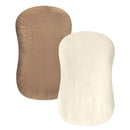 Hooyax Muslin Baby Lounger Cover 2 Pack, Soft and Breathable Newborn Lounger, Adorable Slipcover for Boys & Girls (Brown, Wheat) by TinyTreasures Baby Boutique