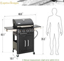 Captiva Designs 4-Burner Propane Gas BBQ Grill with Side Burner & Porcelain-Enameled Cast Iron Grates, 46,700 BTU Output for Outdoor Cooking Kitchen and Patio Backyard Barbecue, Black by GreenHaven Gardens