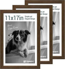 11x17 Picture Frame 3 Pack - Brown Woodgrain, Wood Photo Frame, HD Tempered Glass, Wall Gallery Poster Frame by CozyNest Decor