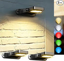200LM Solar Wall Lights Outdoor 6 Colors, 2200mAh Long Lasting Solar Powered Deck Lights, 360° Adjustable Porch Light IP65 Waterproof, Glass Panel Fence Light for Gutter, Step, 2 Pack by CozyNest Decor