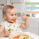 DRKIO 8 Pieces Toddler Forks Set - Baby Forks with Silicone Handle Children safe 18/8 Stainless Steel Toddler Utensils Set for Self Feeding Kids Silverware Anti-Choke Design Food Grade Dishwasher Safe by TinyTreasures Baby Boutique