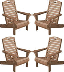 Adirondack Chairs Set of 4, Outdoor Fire Pit Chairs, HDPE All-Weather Adirondack Chairs with Cup Holder, Lawn Chair for Deck, Patio, Garden (Teak) by GreenHaven Gardens