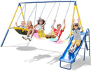 Sportspower Starlight Metal Swing Set with 2 LED Light-Up Swings, Saucer Swing & 5ft Slide – Outdoor Kids Playset with Sturdy Frame and Safety Features by TinyTreasures Baby Boutique