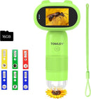 TOMLOV P30 Microscope for Kids, Portable 1000X Slides Digital Microscope with 2" Screen, HD 16MP Camera & 1080P Video, Pocket Coin Magnifying Glass with Light, Mini Handheld Magnifier for Trichome by TinyTreasures Baby Boutique