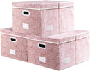 PRANDOM Extra Large Collapsible Storage Boxes with Lids Fabric Decorative Storage Bins Cubes Organizer Baskets with Cover Handles Divider for Bedroom Closet Living Room 19.7x15.7x11.6 Inch 3 Pack by TinyTreasures Baby Boutique