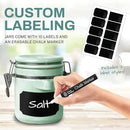 Home Intuition 4-Piece Ceramic Kitchen Canisters Set, Airtight Containers with Wooden Spoons Reusable Chalk Labels and Marker for Sugar, Coffee, Flour, Tea (Mint) by CozyNest Decor