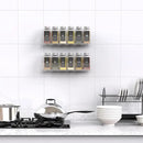 PMMASTO Adhesive Acrylic Spice Rack Organizer with 12 Empty Square Spice Jars, 238 Spice Labels with Chalk Marker and Funnel Complete Set for Kitchen Cabinet/Pantry Door (Clear - 2 Pack) by CozyNest Decor