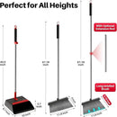 JOYMOOP Black and Red Broom and Dustpan Set, Upright Angle Design with Built-in Comb Teeth for Home, Office, Hard Floors by CozyNest Decor