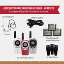 Cobra ACXT360 Water Resistant Walkie Talkies for Adults & Compatible Cobra Surveillance Headset: Rechargeable, 22 Channels, Long-Range, 3 Two-Way Radios, 2 Headsets, White, Silver and Red by TinyTreasures Baby Boutique