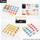 PairPear Wooden Kids Tool Bench & Carry Toolbox – 71 Pcs Pretend Play Tool Workbench with Drills, Kids Construction Toy Workbench Workshop for Boys Girls Age 3+ by TinyTreasures Baby Boutique