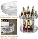 Wesoke 2 Tier Lazy Susan Turntable Cupboard Organiser, Large Rotating Kitchen Spice Rack Spinning Condiment Seasoning Organizer, Detachable Revolving Bathroom Makeup Tray Holder for Cabinet Fridge by CozyNest Decor