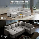 7 - Seater Sofa Bed, Large U - Shaped Modular Sectional Sofa, Oversized Pull - Out Sleeper with Storage for Living Room, Light Grey by CozyNest Decor