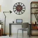 Maxstar Large Round Wall Clock for Living Room Decor Battery Operated Non Ticking Black Metal Wood Clocks for Home Living Room Garden Farmhouse Office Kitchen Decoration -24 inch by CozyNest Decor