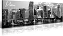 DJSYLIFE Miami Skyline Wall Art Decor Panoramic Cityscape Picture Modern USA City Night View Canvas Prints for Bedroom Office Living Room Decoration Stretched and Framed Ready to Hang 13.8"x47.3" by CozyNest Decor