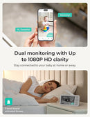 VistaView Lite Smart WiFi Baby Monitor - 4” 720P Split Screen & 1080P Camera App Control, Motion Alerts, HD Night Vision, 3000mAh Battery, 2-Way Talk, Multi-User, Triple Security, 1000ft Range by TinyTreasures Baby Boutique