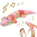 Sumobaby Crocodile Baby Toys Musical Crocodile, Stuffed Animal Activity Soft Toys with Teether, Multi-Sensory Crinkle, Rattle and Textures, for Tummy Time, 0 - 12 Months, Boys, Girls, Alligator (Pink) by TinyTreasures Baby Boutique