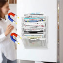 5-Tier Magnetic File Organizer, No Drilling Installation, White Magnetic Paper Holder, Magazine Rack for Refrigerator and File Cabinets by CozyNest Decor