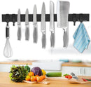 Magnetic Knife Holder for Wall 20 Inch, No Drilling black knife magnetic strip with 4 Hooks, Strong Magnet Knife Holder strip, Magnetic Knife Rack Bar for Kitchen Knives and Tools by CozyNest Decor
