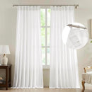 FMFUNCTEX Pinch Pleated Curtains 84 Inches Long for Living Room, White Semi Sheer Faux Linen Textured Pleat Drapes for Bedroom with Hooks, Light Filtering Neutral Farmhouse Window Drapes 2 Panels by CozyNest Decor