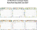 Calendar 2025-2027 22 Monthly Wall Calendar Runs from September 2025 until June 2027 Spiral Binding Hanging 11.5" x 14.7" Thick Paper with Julian Dates and Block for School Office（Flower） by TinyTreasures Baby Boutique