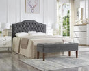 24KF Upholstered Button Tufted Queen/Full Size Headboard with Nailhead Trim, Soft Velvet Fabric - Dark Gray by CozyNest Decor