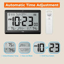 Wall Clock Atomic with Indoor Outdoor Temperature Battery Powered, Easy Reading with 10.5 Inch Large LCD Display, 330FT Range Table Wall Clock with DST, 12/24 Hour for Living Room Kitchen (Black) by CozyNest Decor