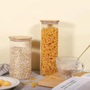 Glass Food Storage Jars 76 oz Set of 3,Glass Storage Containers Clear Glass Food Canister with Bamboo Lid Airtight For Serving Tea, Coffee, Flour, Sugar, Candy, Cookie, Spice and More (Square) by CozyNest Decor