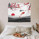 Houselerax Japanese Koi Fish Tapestries, Cherry Blossoms Asian Oriental Flower Branch Koi Fish Carp Tapestry Wall Hanging for Bedroom Living Room Office Decor 60"x50" by CozyNest Decor