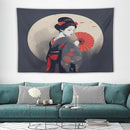 Japanese Woman Geisha Tapestry Asian Red Cherry Blossom Red Sun Traditional Kimono Folk Tapestries Home Decor for Living Room Bedroom Apartment Farmhouse Dorm 60"x40" by CozyNest Decor
