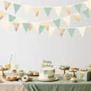 Sage Green Beige Champagne Gold Party Decorations Metallic Fabric Triangle Pennant Banner Bunting Flag Garland for Baby Shower Birthday Wedding Engagement Bridal Shower Graduation Decoration Supplies by GreenHaven Gardens