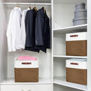 13x13 Cube Storage Bins, Collapsible Fabric Storage Box, 4 Pack Closet Baskets with Handles for Organizing, Shelf, Toys, Clothes, Home, Office, Nursery (Brown&White) by CozyNest Decor