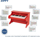 ZIPPY Kids Piano Keyboard, 25 Keys Digital Piano for Kids, Mini Music Educational Instrument Toy, Wood Toy for Toddlers Girls Boys (Red) by TinyTreasures Baby Boutique