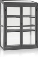 MCombo Wooden Cold Frame Greenhouse, Raised Flower Planter Shelf Protection for Outdoor Indoor Use, 0760 (Dark Grey) by GreenHaven Gardens