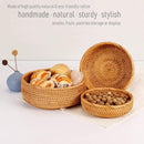 Hadewoven Round Rattan Fruit Basket Wicker Food Tray Weaving Storage Holder Dinning Room Bowl, 10 Inch Woven Bread Basket Key Bowls with 4”Wall for Table, Countertop (Large 9.8") by CozyNest Decor