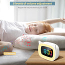 Cute Cat Ear Alarm Clock with RGB 7 Color Night Light & 18 Ringtones,Rechargeable Clock for Kids Bedroom,LED Colorful Digital Display,Bedside Clock for Boys,Girls Birthday Presents(White) by TinyTreasures Baby Boutique