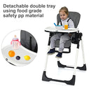 INFANS High Chair for Babies & Toddlers, Foldable Highchair with Multiple Adjustable Backrest, Footrest and Seat Height, Removable Tray, Detachable PU Leather Cushion, Built-in Rear Wheels (Dark Grey) by TinyTreasures Baby Boutique