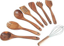 Wooden Kitchen Utensils Set, Teak Wood Cooking Spoons for Non-Stick Pans, 8 Pieces by CozyNest Decor