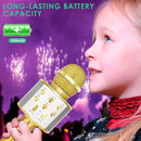 KIDWILL Wireless Bluetooth Karaoke Microphone for Kids, 5-in-1 Portable Handheld Karaoke Mic Speaker Player Recorder with Adjustable Remix FM Radio for Kids Girls Boys Teens Birthday (Gold) by TinyTreasures Baby Boutique