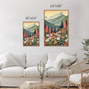 Tinonedraw Mountain Wildflower Framed Canvas Wall Art Set, Boho Mountains Landscape Wall Decor, Modern Floral Forest Scenery Artwork, Neutral Nature Art Prints for Living Room Bedroom Office 24"x36"x3 by CozyNest Decor