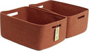 Large Storage Baskets for Shelves, Closet Organizers Bins for Clothes Blanket Towels, Baby Nursery, Toy Baskets Box, Woven Rope Baskets, 17 x 13 x 7.5”, 2 Packs Oxide Red by CozyNest Decor