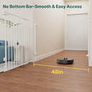 Cumbor 34" Extra Tall No Bottom Bar Baby Gate for Stairs, Auto Close Dog Gate Indoor for Larger Pets, 31.6-48" Hardware Mounted Safety Gate for Doorways, Wide Walk Thru Door for Easy Access (White) by TinyTreasures Baby Boutique