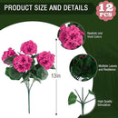 Hananona 12 Pcs Artificial Geranium Flowers for Outdoors Geranium Silk Flowers Outdoor UV Resistant Garden Plants Faux Flowers for Ptio Front Door Kitchen Table Centerpieces Home Decor (12, Rose Red) by CozyNest Decor