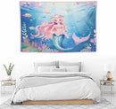 HZOHNAGO Mermaid Girls Tapestry Watercolor Mermaid Princess Pattern Printed Wall Tapestry Wall Hanging for Bedroom Living Room Dorm 60" W x 40" H by CozyNest Decor